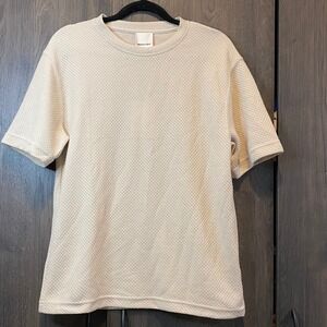 Industry Republic Clothing Mens Textured Waffle Knit T-Shirt Oatmeal Beige Small